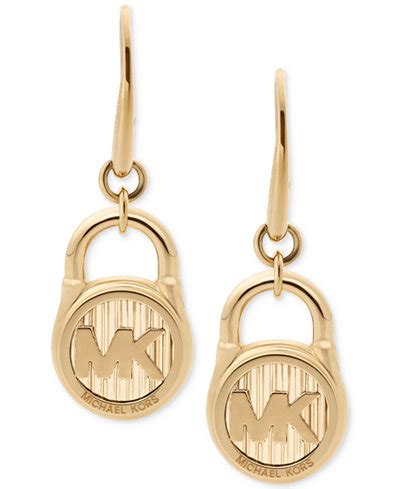 padlock earrings michael kors|Michael Kors Logo Padlock Drop Earrings .